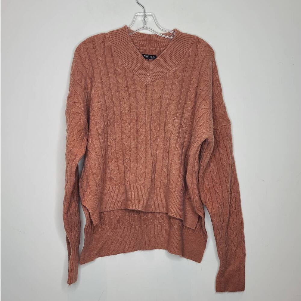 NWT Nasty Gal rust colored v-neck long sleeve sweater - medium / large